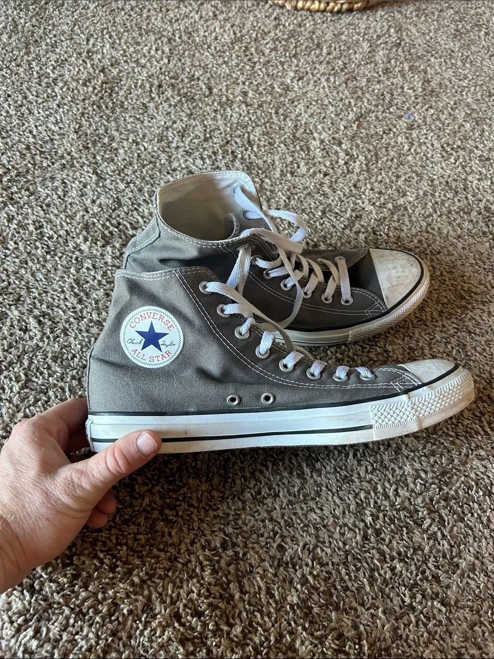 Converse Canvas High Tops - Gray and White - Picture 1 of 5